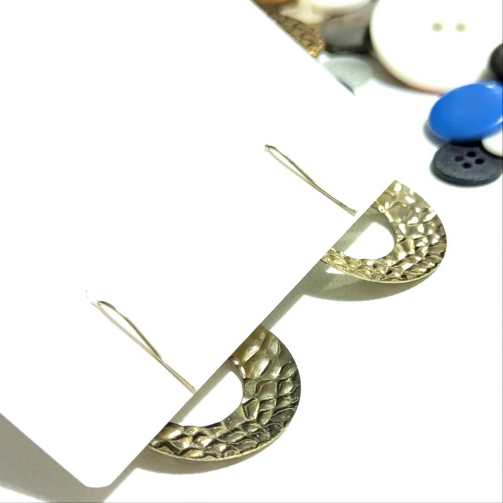 Vintage | Hammered Gold Hoop | Dangle Earrings | Bohemian | Retro | Y2K